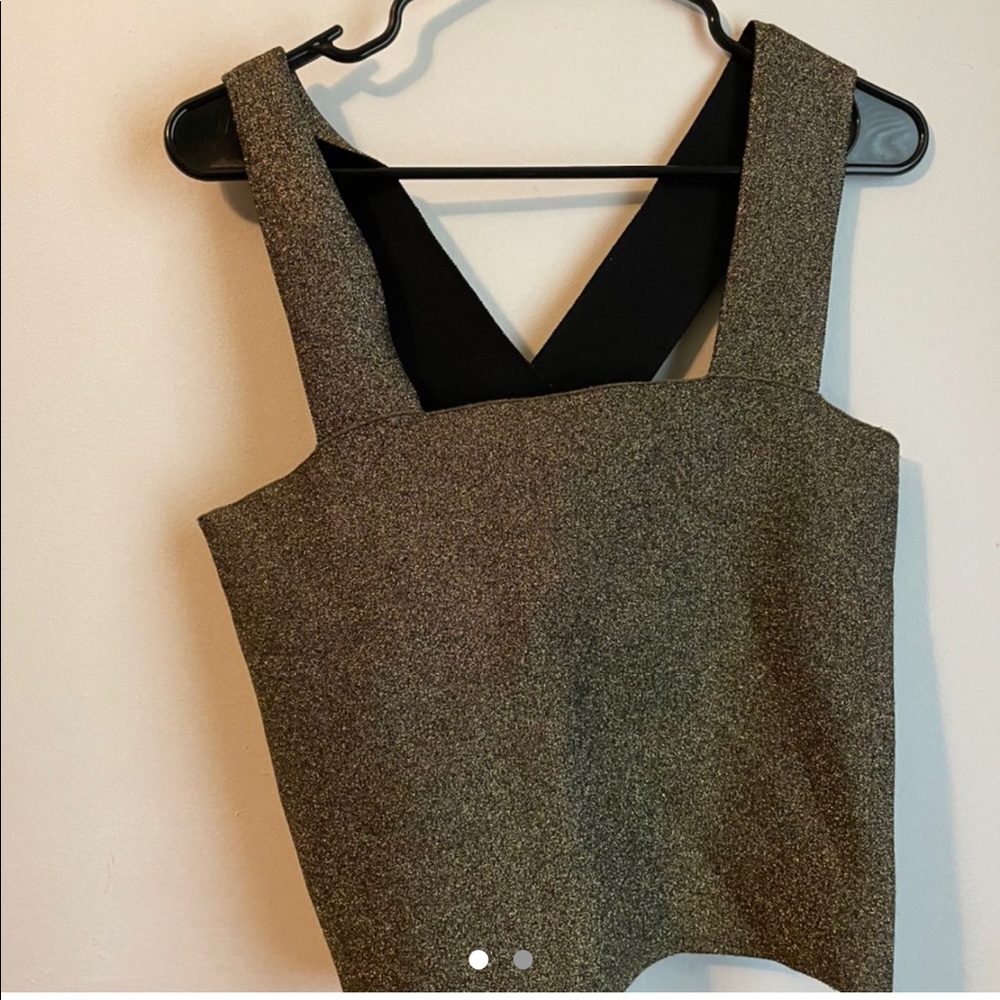 Gold sparkly cross back party tank